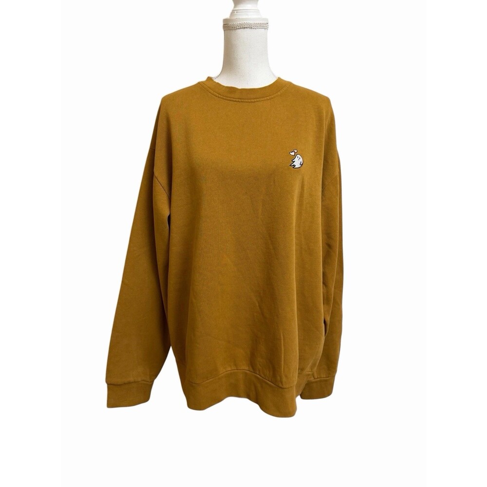 NWT Dalix Women's L  Heartly Ghost Heavyweight Relaxed Sweatshirt Peanut Tan NEW